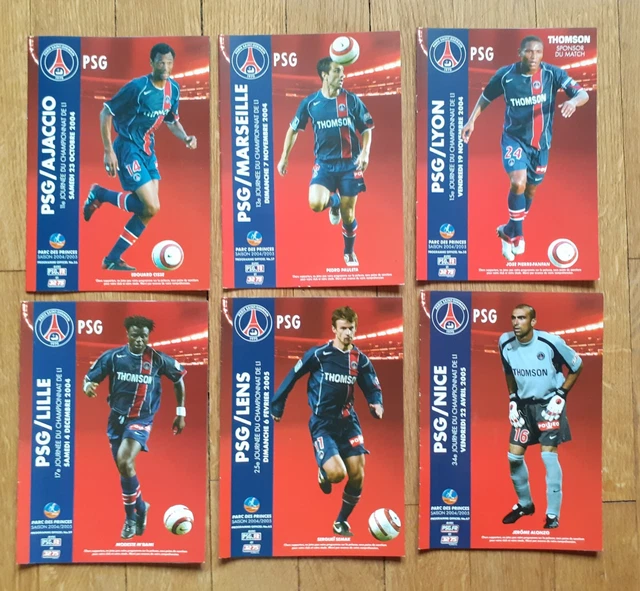 Lot De 6 Programmes PSG - Saison 2004/2005 - Paris Saint-Germain
