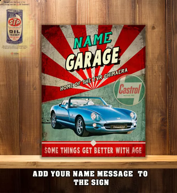 Personalised TVR Chimaera Garage Workshop Shed Vintage Metal Wall Sign Gift CS29