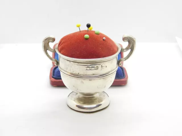 Edwardian Sterling Silver Trophy Cup Pin Cushion 1903 Sheffield Antique