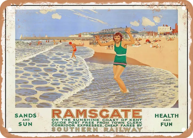 METAL SIGN - 1926 Ramsgate on the Sunshine Coast of Kent Southern Railway