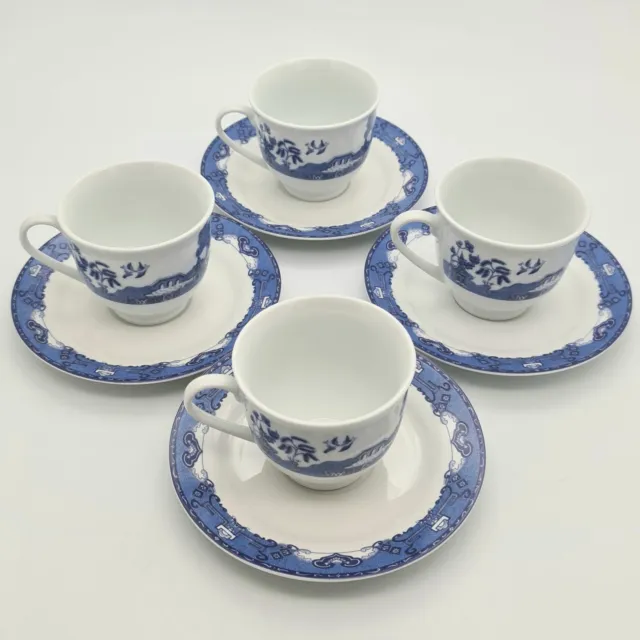 Royal Norfolk Tea Cup and Saucer Blue Willow Set English Porcelain Vintage VGC