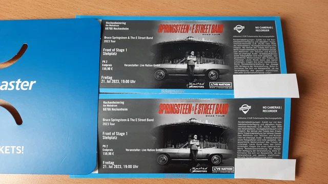 Bruce Springsteen 2 Tickets FRONT OF STAGE 1 für Hockenheim 21. Juli 2023
