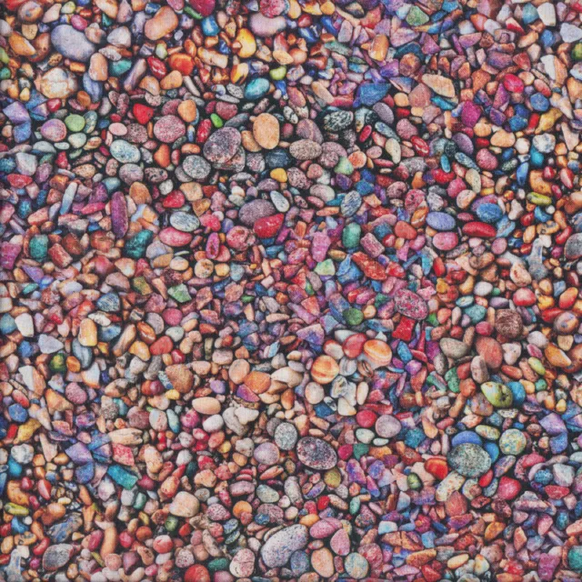 The Potted Garden Colourful Pebbles Nature Landscape Quilting Fabric 1/2 Metre