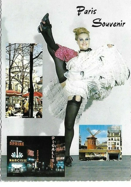 CPM postcard Paris souvenir french Cancan women dance Montmartre mill