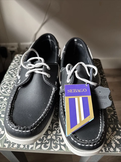 Mocassins Bateau Sebago Docksides Homme - Marron Gomme - Tige Cuir - Semelle Caoutchouc - Pointure 7 à 14 - Neuf Avec Emballage