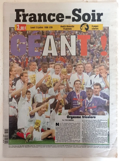Journal l'EQUIPE finale coupe du monde 1998 VIVE LE FOOT du