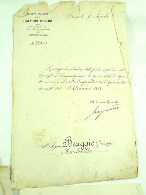 Ferrovia Treno Locomotiva Strade Ferrate Meridionali Firenze 1892 Macchinista