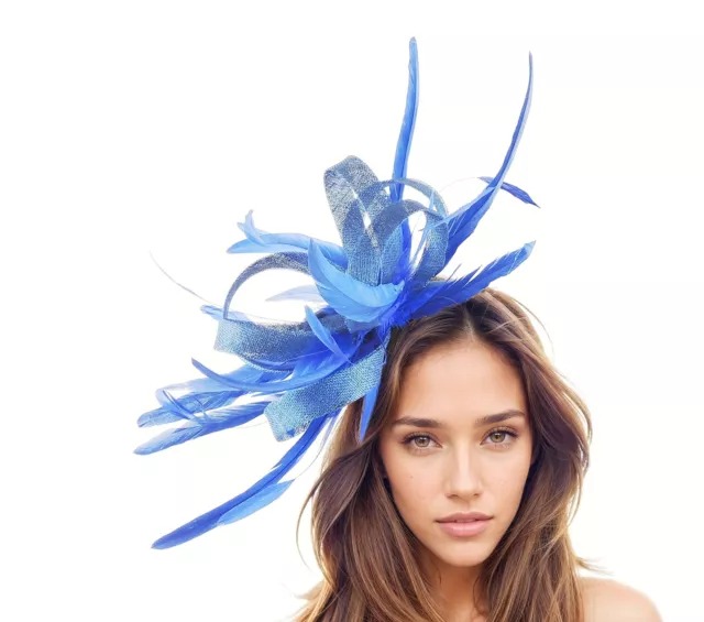 Royal Blue Kentucky Derby Hat,Blue Ascot Fascinator,Azure Wedding