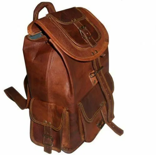Nouveau sac à dos en cuir véritable marron sac à dos sac de voyage pour...