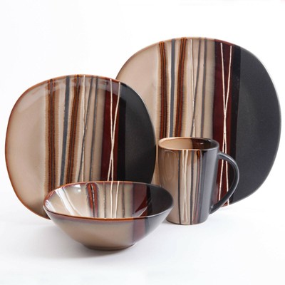 Better Homes and Gardens Dinnerware Set - Bazaar Brown, 16 Pieces, Mugs, Bowls 2