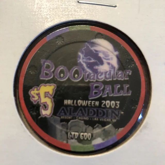 $5 aladdin bootacular ball halloween 2003 5 obsolete las vegas  casino chip