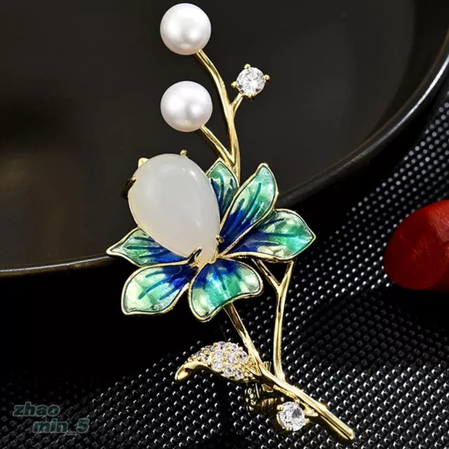 Womens Rhinestone Flower Brooch Pin Pearl Crystal Brooches Wedding Jewelry Gifts