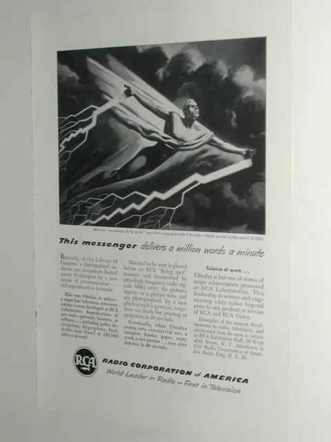 1949  RCA ULTRAFAX advertisement, early fax, Radio Corporation of America