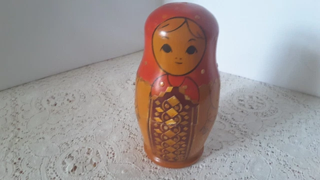 Poupée matriochka russe vintage - Souvenir en bois peint à la main - France