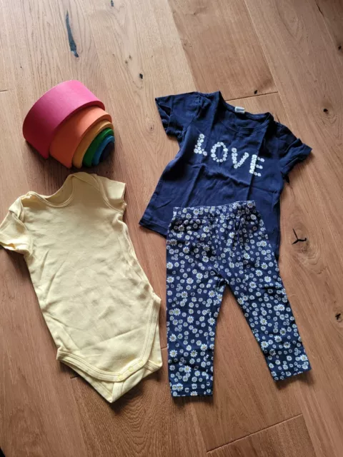 🌷MÄDCHEN Kleidung Set 3tlg. Gr.86/92 Shirt, Leggings ,Body Baumwolle H&M,c&a