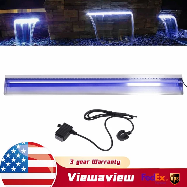 Pool Fountain Waterfall Spillway With Blue Color LED Stainless Steel Cascade US