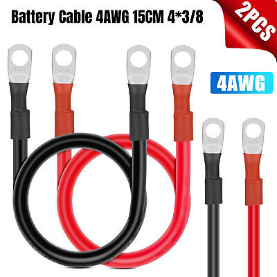 4AWG 15cm 4*3/8 Lug Battery Cable Copper Inverter Cables Tinned Solar/Car/Golf