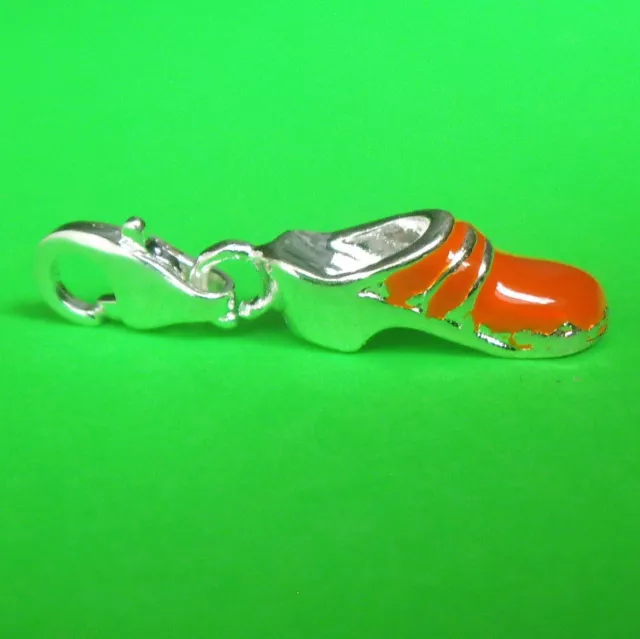 Pretty, Cute Orange & Silver Plated Shoe/Sandal Clip On Hanging Charm: UK Seller