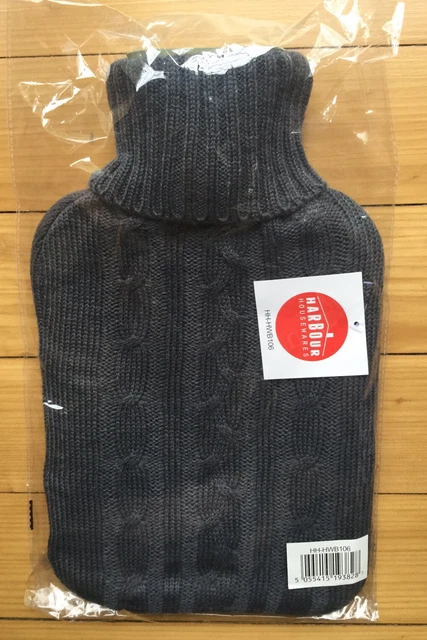 Hot Water Bottle & Cover Harbour Housewares BNWT Soft Grey Cable Knit Stylish ✨