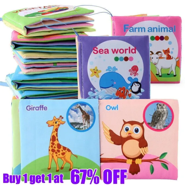 Soft Baby Infants Cloth Early Book Educational Crib Toys 0-36 Month Animal Fruit