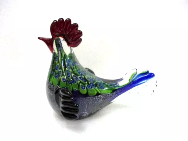 Statuette, presse papier en verre de Murano : " Coq "