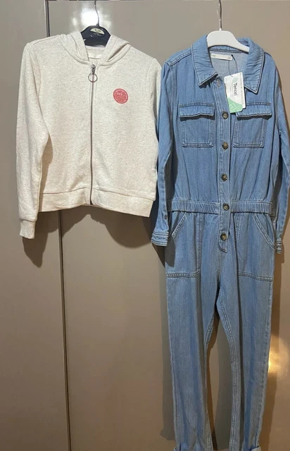 New M&S Girls Clothes Bundle Age 9-10 Zipper Jean Jumpsuit Christmas Present