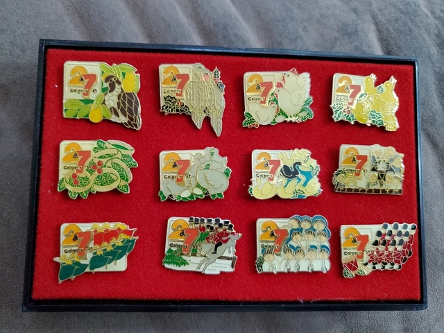 Calgary CFAC TV 2&7 12 Days of Christmas Lapel Pins 1989  RARE!!!!
