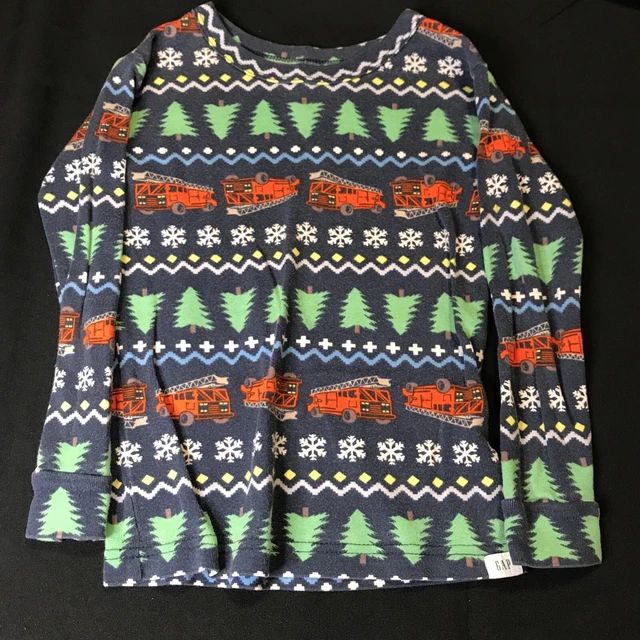 baby gap sleep christmas fire truck pajamas size 4