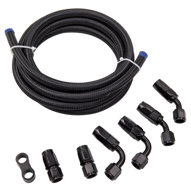 6an Oil/gas/fuel Braided 3/8 Fuel Line Hose End Fitting Hose Separator Clamp Set