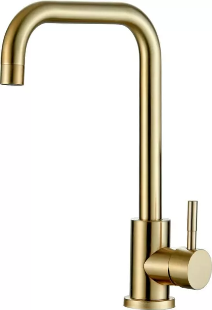 Gold Kitchen Tap Single Lever Sink Mixer Taps Mono Bloc High Neck Swivel Spout