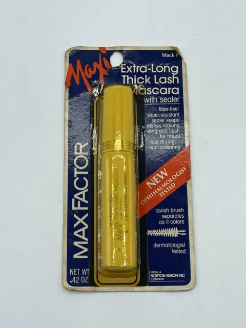 Vintage Max Factor Maxi Extra Long Thick Lash Mascara With Sealer Black NOS