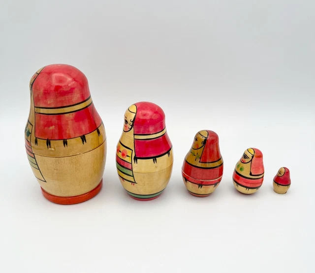 Vintage Matroschka 5er Set Russische Holzpuppen Babuschka UDSSR Puppen RAR #506 3