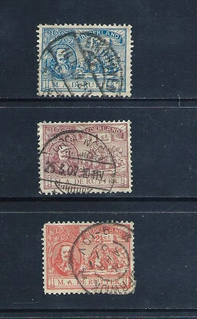 NETHERLANDS _ 1907 'ADMIRAL DE RUYTER' SET of 3 _ USED _____(821)