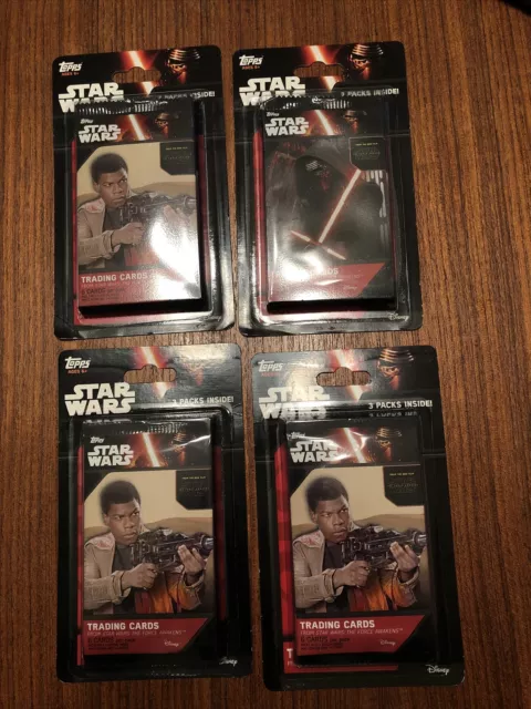 SEALED 3-Pack Set Star Wars Trading Cards - The Force Awakens, 2015, Topps.