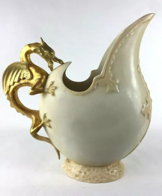 Antique Dragon-Handled Pitcher by Robert Hanke Austria Hand-Painted Ewer Vase