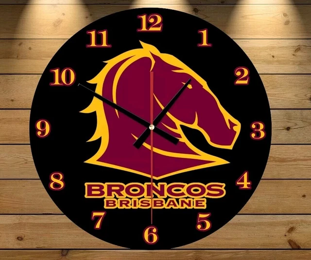 BRISBANE BRONCOS WALL Clock. 20cm Diameter. Maroons. Rugby League ...
