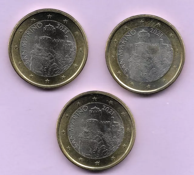 1 euro SAINT MARIN 2021, UNC, Sous capsule, 1 € San Marino, Tour Cesta, KM 561