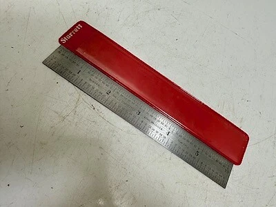 NEW STARRETT 6" POCKET RULE, Rigid, 604R, With Vinyl Sleeve, 1" Gradations