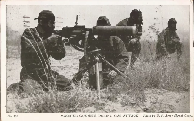Machine Gunners During Gas Attack - FREE WWII MILITARY MAIL - 1942