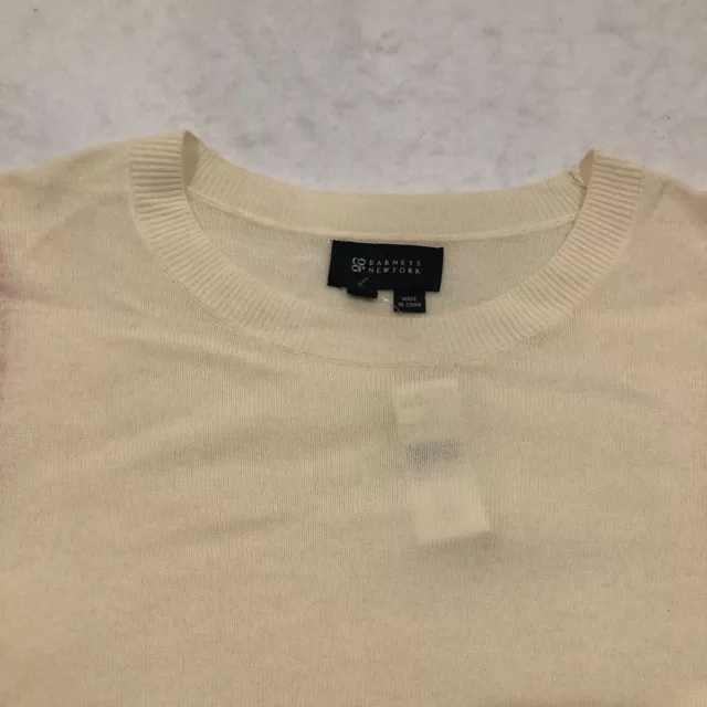 VTG Barneys New York Womens Cashmere Wool Sweater Size L Ivory Long Sleeve NWT 2