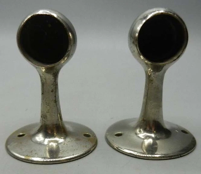 PAIR Cast Nickel-Brass Bathroom Towel Bar Brackets Holders - Circa 1920
