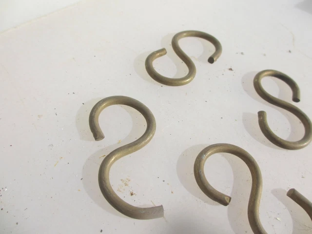 Vintage Brass Ceiling Hooks "S" Hangers Old Hook Hanger Storage 2.25"H 3