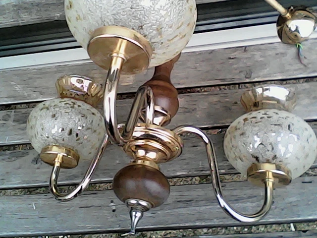 ANCIEN LUSTRE EN bronze 6 branches style louis XVI 9 Lumière EUR 40,00