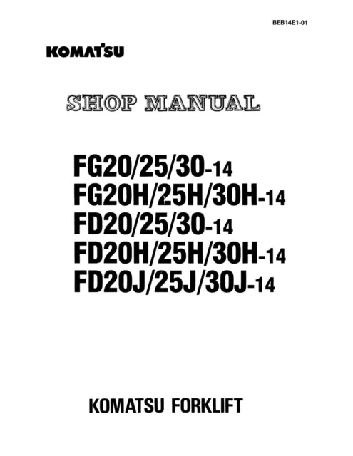 Komatsu FG20,FG25,FG30 - Workshop Manual - Reparaturhandbuch  auf Papier