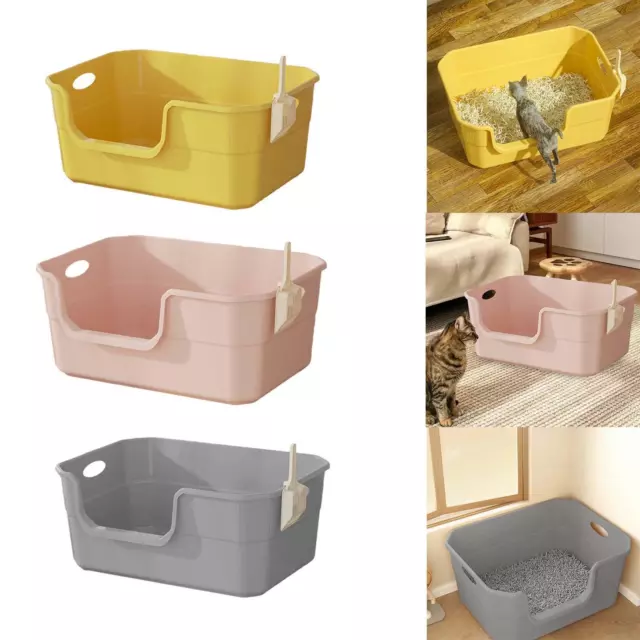 Open Top Pet Litter Box Cat Sand Box Pet Bedpan Kitten Potty Toilet High Sided