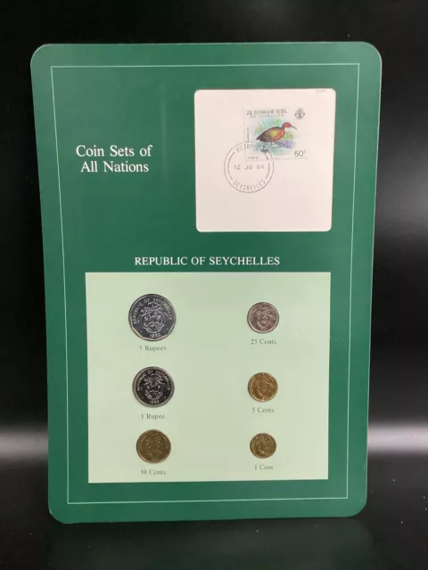 Republic of Seychelles 6 Piece Coin Set and Stamp 1984 Franklin Mint 2