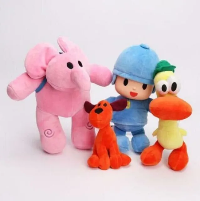 4PCS Bandai Pocoyo Elly Pato Loula Soft Plush Stuffed Toys Figure Doll Gifts
