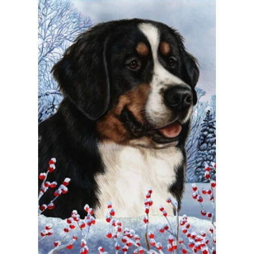Winter House Flag - Bernese Mountain Dog 15058