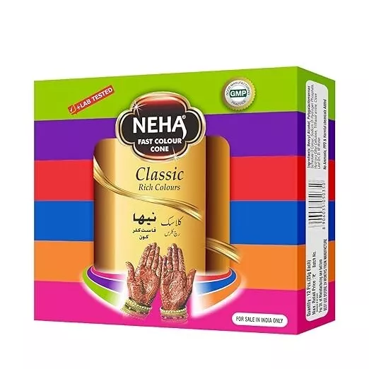 Neha Herbals Color Mehndi Classic Cone, 25g (Pack of 12) - Multicolor