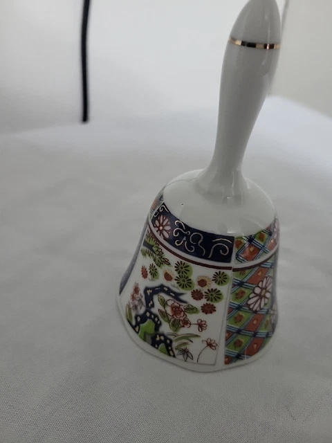 Vintage Imari Japanese Hand Painted Floral Porcelain Bell 5